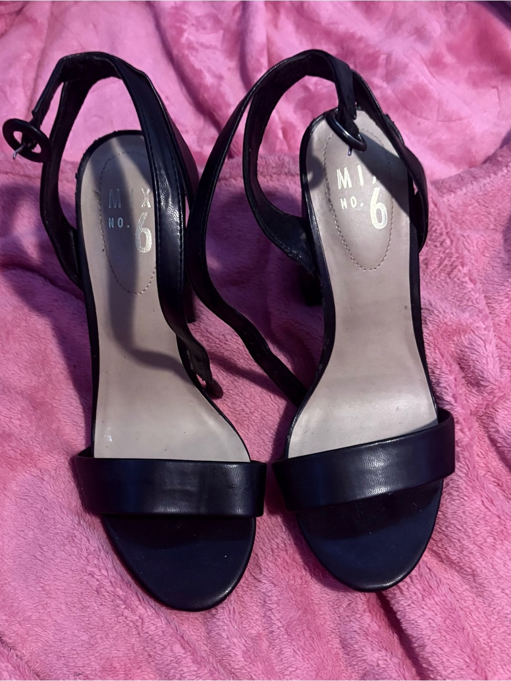 Mix No. 6 Black Open-Toe Ankle-Strap Heels